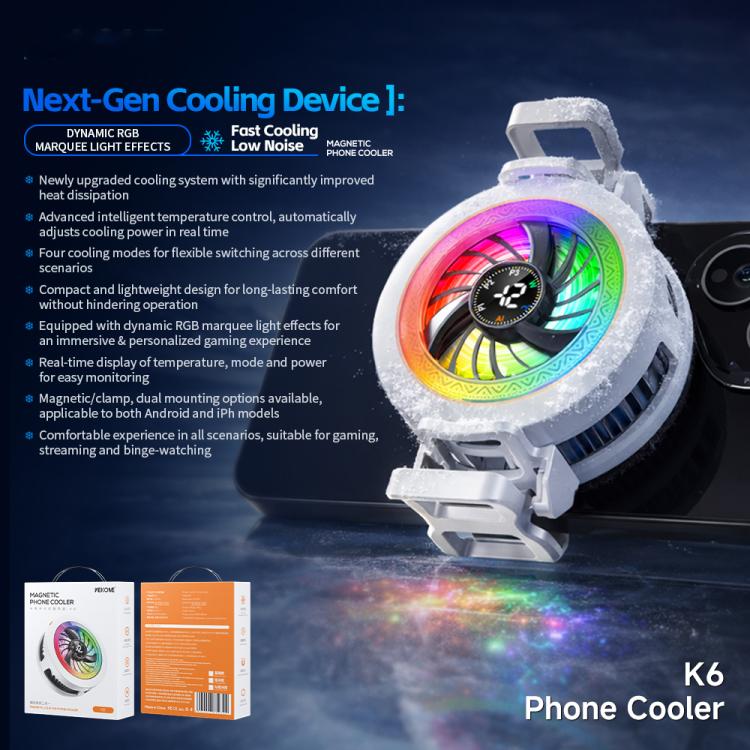 WK K6 - Sistema di raffreddamento per cellulari con controllo avanzato della temperatura, K6