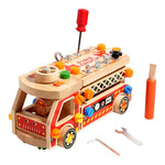 Camion dei pompieri multifunzionale in legno massello, smontabile, per l'educazione prescolare dei bambini.