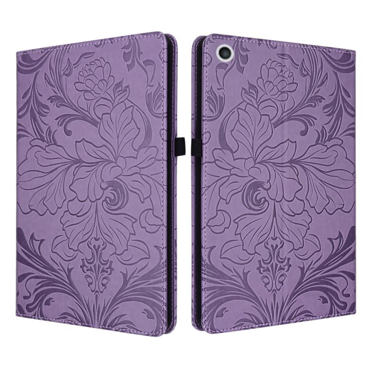 Custodia per tablet in ecopelle con motivo floreale in rilievo e funzione di sospensione/riattivazione, For iPad mini 6 / mini 2024, For iPad 10.2 2019/2020/2021, For iPad mini 1 / 2 / 3 / 4 / 5, For iPad 9.7 inch 2017 2018