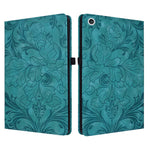 Custodia per tablet in ecopelle con motivo floreale in rilievo e funzione di sospensione/riattivazione, For iPad mini 6 / mini 2024, For iPad 10.2 2019/2020/2021, For iPad mini 1 / 2 / 3 / 4 / 5, For iPad 9.7 inch 2017 2018