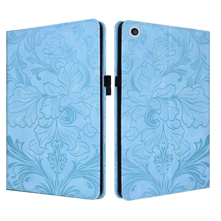Custodia per tablet in ecopelle con motivo floreale in rilievo e funzione di sospensione/riattivazione, For iPad mini 6 / mini 2024, For iPad 10.2 2019/2020/2021, For iPad mini 1 / 2 / 3 / 4 / 5, For iPad 9.7 inch 2017 2018