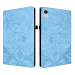 Custodia per tablet in ecopelle con motivo floreale in rilievo e funzione di sospensione/riattivazione, For iPad mini 6 / mini 2024, For iPad 10.2 2019/2020/2021, For iPad mini 1 / 2 / 3 / 4 / 5, For iPad 9.7 inch 2017 2018