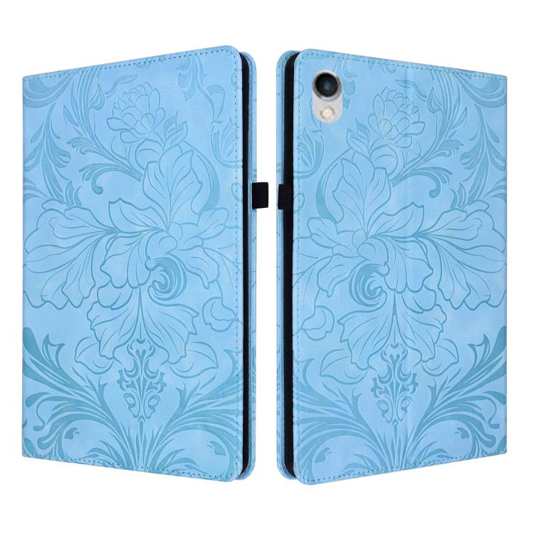 Custodia per tablet in ecopelle con motivo floreale in rilievo e funzione di sospensione/riattivazione, For iPad mini 6 / mini 2024, For iPad 10.2 2019/2020/2021, For iPad mini 1 / 2 / 3 / 4 / 5, For iPad 9.7 inch 2017 2018