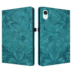 Custodia per tablet in ecopelle con motivo floreale in rilievo e funzione di sospensione/riattivazione, For iPad mini 6 / mini 2024, For iPad 10.2 2019/2020/2021, For iPad mini 1 / 2 / 3 / 4 / 5, For iPad 9.7 inch 2017 2018