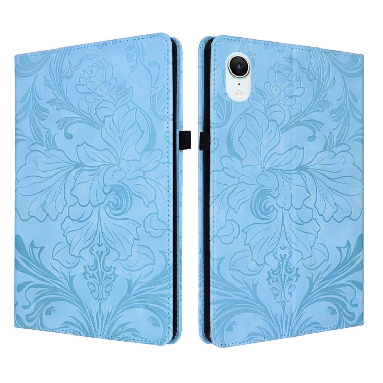 Custodia per tablet in ecopelle con motivo floreale in rilievo e funzione di sospensione/riattivazione, For iPad mini 6 / mini 2024, For iPad 10.2 2019/2020/2021, For iPad mini 1 / 2 / 3 / 4 / 5, For iPad 9.7 inch 2017 2018