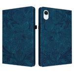 Custodia per tablet in ecopelle con motivo floreale in rilievo e funzione di sospensione/riattivazione, For iPad mini 6 / mini 2024, For iPad 10.2 2019/2020/2021, For iPad mini 1 / 2 / 3 / 4 / 5, For iPad 9.7 inch 2017 2018