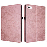 Custodia per tablet in ecopelle con motivo floreale in rilievo e funzione di sospensione/riattivazione, For iPad mini 6 / mini 2024, For iPad 10.2 2019/2020/2021, For iPad mini 1 / 2 / 3 / 4 / 5, For iPad 9.7 inch 2017 2018