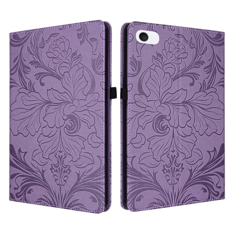 Custodia per tablet in ecopelle con motivo floreale in rilievo e funzione di sospensione/riattivazione, For iPad mini 6 / mini 2024, For iPad 10.2 2019/2020/2021, For iPad mini 1 / 2 / 3 / 4 / 5, For iPad 9.7 inch 2017 2018