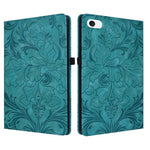 Custodia per tablet in ecopelle con motivo floreale in rilievo e funzione di sospensione/riattivazione, For iPad mini 6 / mini 2024, For iPad 10.2 2019/2020/2021, For iPad mini 1 / 2 / 3 / 4 / 5, For iPad 9.7 inch 2017 2018