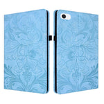 Custodia per tablet in ecopelle con motivo floreale in rilievo e funzione di sospensione/riattivazione, For iPad mini 6 / mini 2024, For iPad 10.2 2019/2020/2021, For iPad mini 1 / 2 / 3 / 4 / 5, For iPad 9.7 inch 2017 2018