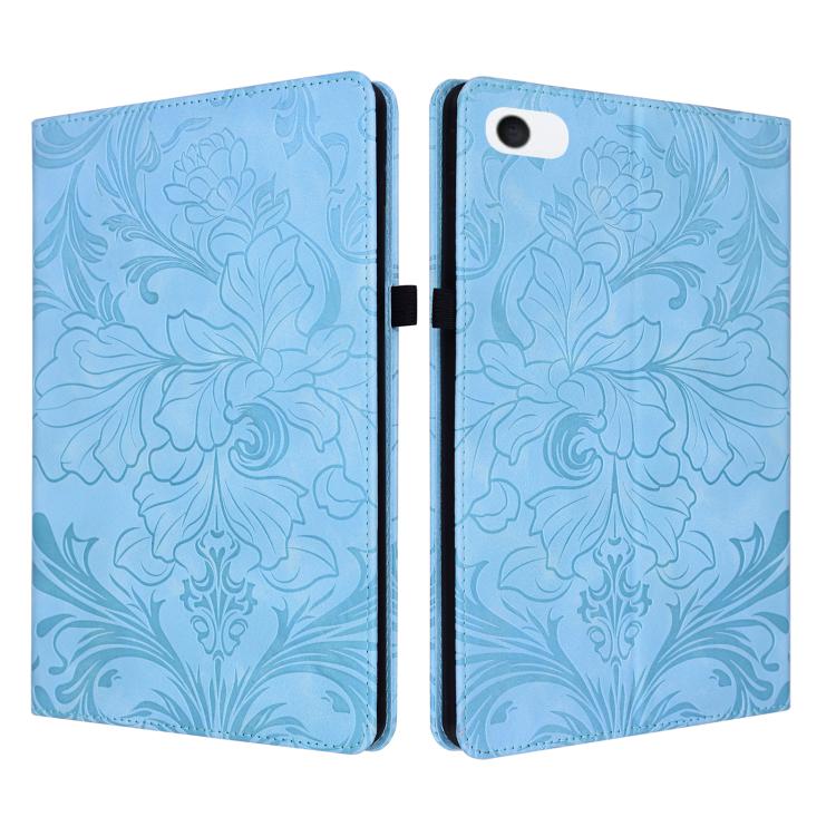 Custodia per tablet in ecopelle con motivo floreale in rilievo e funzione di sospensione/riattivazione, For iPad mini 6 / mini 2024, For iPad 10.2 2019/2020/2021, For iPad mini 1 / 2 / 3 / 4 / 5, For iPad 9.7 inch 2017 2018