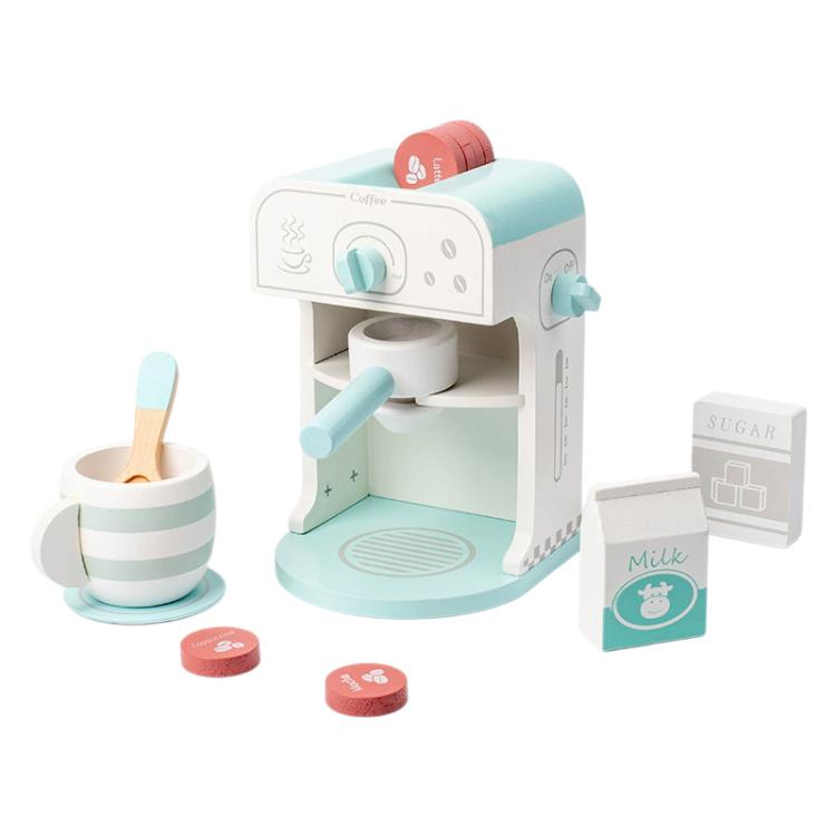 Macchina da caffè giocattolo in legno per bambini.