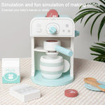 Macchina da caffè giocattolo in legno per bambini.