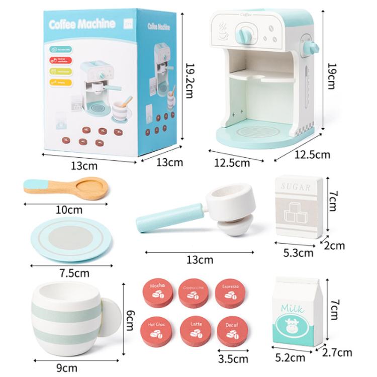 Macchina da caffè giocattolo in legno per bambini.