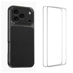 WANLONFENG Custodia per telefono in PC TPU con texture effetto pelle di agnello e 2 pellicole protettive per lo schermo incluse., For iPhone 17e / 16e, For iPhone 17 Pro Max, For iPhone 17 Pro, For iPhone 17