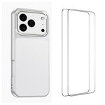 WANLONFENG Custodia per telefono in PC TPU con texture effetto pelle di agnello e 2 pellicole protettive per lo schermo incluse., For iPhone 17e / 16e, For iPhone 17 Pro Max, For iPhone 17 Pro, For iPhone 17