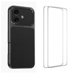 WANLONFENG Custodia per telefono in PC TPU con texture effetto pelle di agnello e 2 pellicole protettive per lo schermo incluse., For iPhone 17e / 16e, For iPhone 17 Pro Max, For iPhone 17 Pro, For iPhone 17