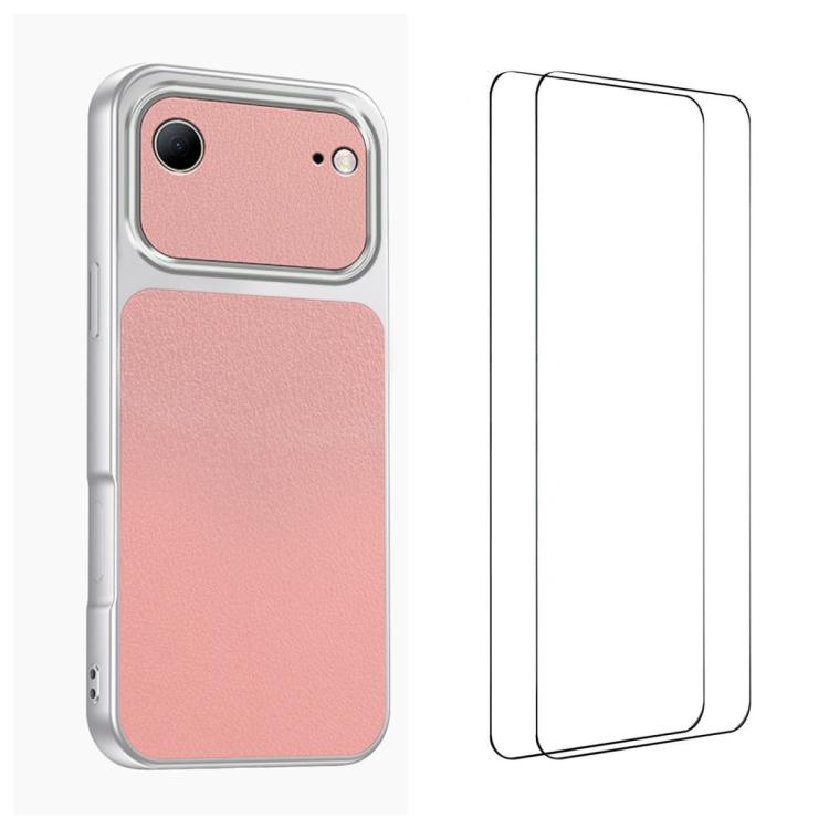 WANLONFENG Custodia per telefono in PC TPU con texture effetto pelle di agnello e 2 pellicole protettive per lo schermo incluse., For iPhone Air, iPhone 16 Pro Max, For iPhone 16 Pro, For iPhone 16