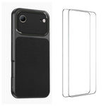 WANLONFENG Custodia per telefono in PC TPU con texture effetto pelle di agnello e 2 pellicole protettive per lo schermo incluse., For iPhone Air, iPhone 16 Pro Max, For iPhone 16 Pro, For iPhone 16