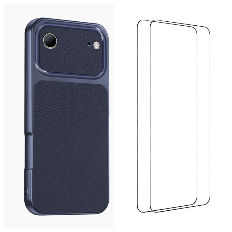 WANLONFENG Custodia per telefono in PC TPU con texture effetto pelle di agnello e 2 pellicole protettive per lo schermo incluse., For iPhone Air, iPhone 16 Pro Max, For iPhone 16 Pro, For iPhone 16