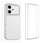 WANLONFENG Custodia per telefono in PC TPU con texture effetto pelle di agnello e 2 pellicole protettive per lo schermo incluse., For iPhone Air, iPhone 16 Pro Max, For iPhone 16 Pro, For iPhone 16