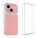 WANLONFENG Custodia per telefono in PC TPU con texture effetto pelle di agnello e 2 pellicole protettive per lo schermo incluse., For iPhone 15 Pro Max, For iPhone 15 Pro, For iPhone 15, For iPhone 14