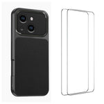 WANLONFENG Custodia per telefono in PC TPU con texture effetto pelle di agnello e 2 pellicole protettive per lo schermo incluse., For iPhone 15 Pro Max, For iPhone 15 Pro, For iPhone 15, For iPhone 14