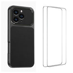 WANLONFENG Custodia per telefono in PC TPU con texture effetto pelle di agnello e 2 pellicole protettive per lo schermo incluse., For iPhone 14 Pro, For iPhone 14 Pro Max, For iPhone 13 Pro Max, For iPhone 13 Pro