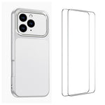 WANLONFENG Custodia per telefono in PC TPU con texture effetto pelle di agnello e 2 pellicole protettive per lo schermo incluse., For iPhone 14 Pro, For iPhone 14 Pro Max, For iPhone 13 Pro Max, For iPhone 13 Pro