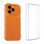 WANLONFENG Custodia per telefono in PC TPU con texture effetto pelle di agnello e 2 pellicole protettive per lo schermo incluse., For iPhone 14 Pro, For iPhone 14 Pro Max, For iPhone 13 Pro Max, For iPhone 13 Pro