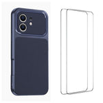 WANLONFENG Custodia per telefono in PC TPU con texture effetto pelle di agnello e 2 pellicole protettive per lo schermo incluse., For iPhone 13, For iPhone 12, For iPhone 12 Pro Max, For iPhone 12 Pro