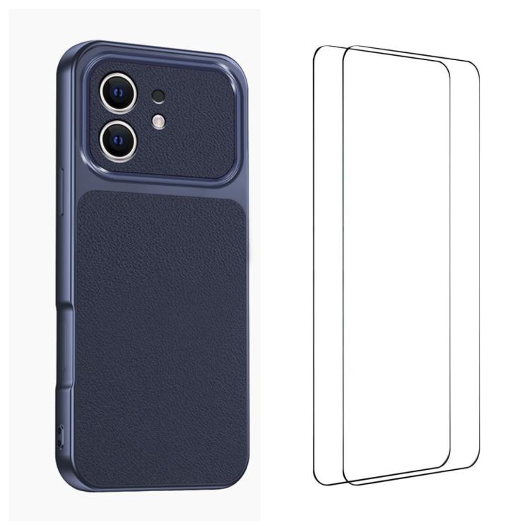WANLONFENG Custodia per telefono in PC TPU con texture effetto pelle di agnello e 2 pellicole protettive per lo schermo incluse., For iPhone 13, For iPhone 12, For iPhone 12 Pro Max, For iPhone 12 Pro