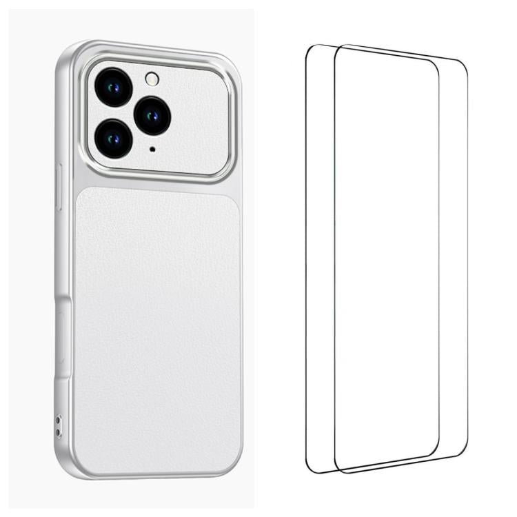 WANLONFENG Custodia per telefono in PC TPU con texture effetto pelle di agnello e 2 pellicole protettive per lo schermo incluse., For iPhone 13, For iPhone 12, For iPhone 12 Pro Max, For iPhone 12 Pro