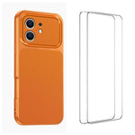 WANLONFENG Custodia per telefono in PC TPU con texture effetto pelle di agnello e 2 pellicole protettive per lo schermo incluse., For iPhone 11 Pro Max, For iPhone 11, For iPhone 11 Pro
