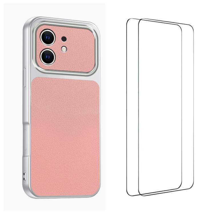 WANLONFENG Custodia per telefono in PC TPU con texture effetto pelle di agnello e 2 pellicole protettive per lo schermo incluse., For iPhone 11 Pro Max, For iPhone 11, For iPhone 11 Pro