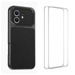WANLONFENG Custodia per telefono in PC TPU con texture effetto pelle di agnello e 2 pellicole protettive per lo schermo incluse., For iPhone 11 Pro Max, For iPhone 11, For iPhone 11 Pro