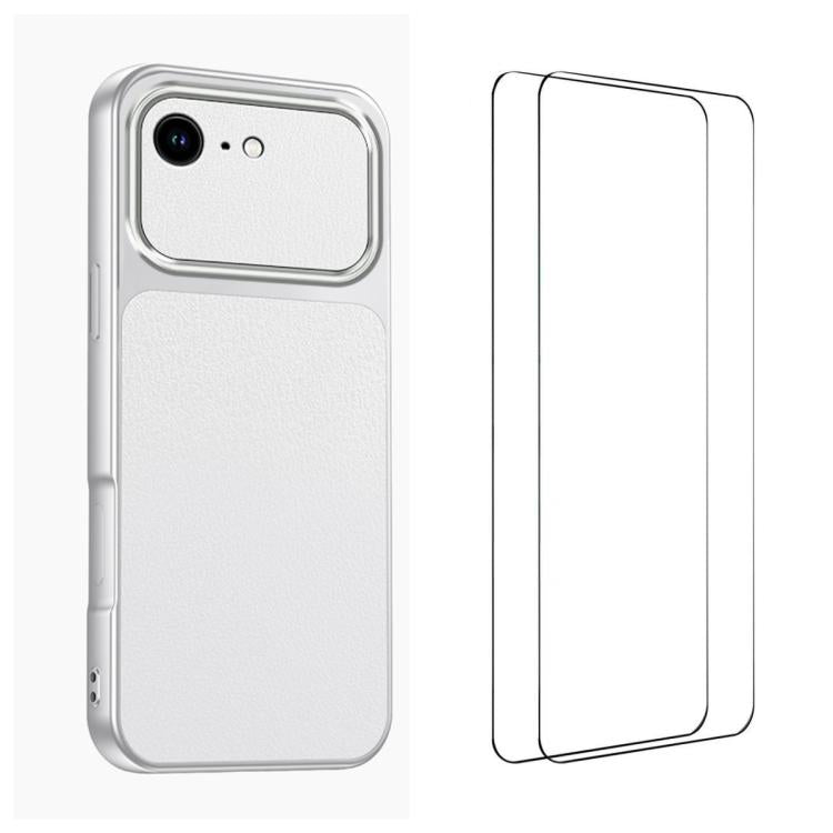 WANLONFENG Custodia per telefono in PC TPU con texture effetto pelle di agnello e 2 pellicole protettive per lo schermo incluse., For iPhone 17e / 16e, For iPhone 17 Pro Max, For iPhone 17 Pro, For iPhone 17