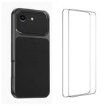 WANLONFENG Custodia per telefono in PC TPU con texture effetto pelle di agnello e 2 pellicole protettive per lo schermo incluse., For iPhone 17e / 16e, For iPhone 17 Pro Max, For iPhone 17 Pro, For iPhone 17