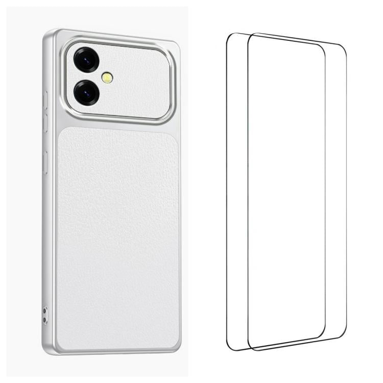 WANLONFENG Custodia per telefono in PC TPU con texture effetto pelle di agnello e 2 pellicole protettive per lo schermo incluse., For Galaxy A56 5G, For Galaxy A26 5G, For Galaxy A36 5G, For Galaxy A16 4G / 5G, For Galaxy A06 4G, For Galaxy A15 5G