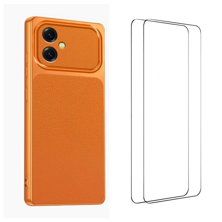 WANLONFENG Custodia per telefono in PC TPU con texture effetto pelle di agnello e 2 pellicole protettive per lo schermo incluse., For Galaxy A56 5G, For Galaxy A26 5G, For Galaxy A36 5G, For Galaxy A16 4G / 5G, For Galaxy A06 4G, For Galaxy A15 5G