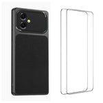 WANLONFENG Custodia per telefono in PC TPU con texture effetto pelle di agnello e 2 pellicole protettive per lo schermo incluse., For Galaxy A57 5G, For Galaxy A37 5G, For Galaxy A27 5G, For Galaxy A17 4G / 5G, For Galaxy A07 4G, For Galaxy A06 5G