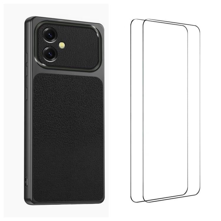 WANLONFENG Custodia per telefono in PC TPU con texture effetto pelle di agnello e 2 pellicole protettive per lo schermo incluse., For Galaxy A57 5G, For Galaxy A37 5G, For Galaxy A27 5G, For Galaxy A17 4G / 5G, For Galaxy A07 4G, For Galaxy A06 5G