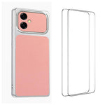 WANLONFENG Custodia per telefono in PC TPU con texture effetto pelle di agnello e 2 pellicole protettive per lo schermo incluse., For Galaxy A57 5G, For Galaxy A37 5G, For Galaxy A27 5G, For Galaxy A17 4G / 5G, For Galaxy A07 4G, For Galaxy A06 5G