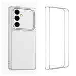 WANLONFENG Custodia per telefono in PC TPU con texture effetto pelle di agnello e 2 pellicole protettive per lo schermo incluse., For Galaxy A55 5G, For Galaxy A34 5G, For Galaxy A35 5G, For Galaxy A54 5G, For Galaxy A14 5G