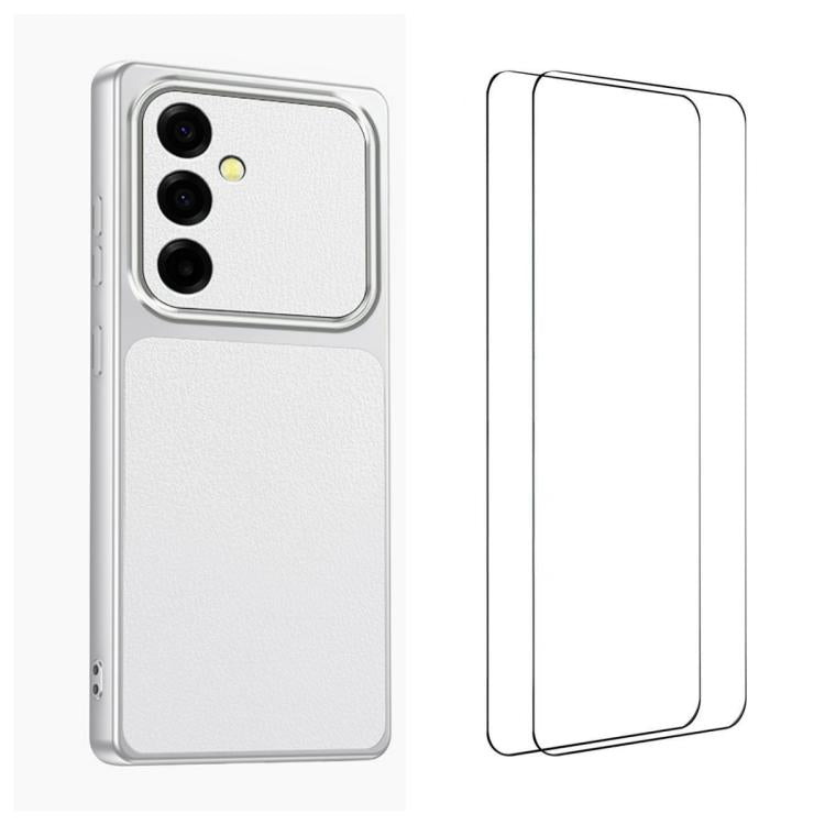 WANLONFENG Custodia per telefono in PC TPU con texture effetto pelle di agnello e 2 pellicole protettive per lo schermo incluse., For Galaxy A55 5G, For Galaxy A34 5G, For Galaxy A35 5G, For Galaxy A54 5G, For Galaxy A14 5G