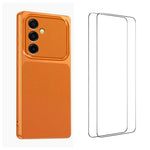 WANLONFENG Custodia per telefono in PC TPU con texture effetto pelle di agnello e 2 pellicole protettive per lo schermo incluse., For Galaxy A56 5G, For Galaxy A26 5G, For Galaxy A36 5G, For Galaxy A16 4G / 5G, For Galaxy A06 4G, For Galaxy A15 5G