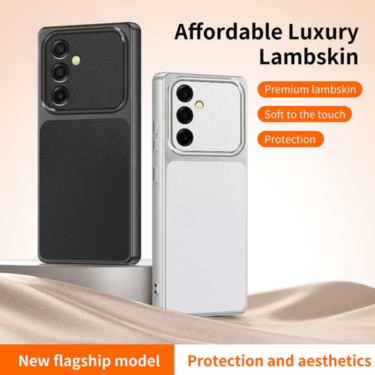 WANLONFENG Custodia per telefono in PC TPU con texture effetto pelle di agnello e 2 pellicole protettive per lo schermo incluse., For Galaxy A57 5G, For Galaxy A37 5G, For Galaxy A27 5G, For Galaxy A17 4G / 5G, For Galaxy A07 4G, For Galaxy A06 5G