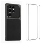 WANLONFENG Custodia per telefono in PC TPU con texture effetto pelle di agnello e 2 pellicole protettive per lo schermo incluse., For Galaxy S23 FE 5G, For Galaxy S23 Ultra 5G, For Galaxy S23+ 5G, For Galaxy S23 5G