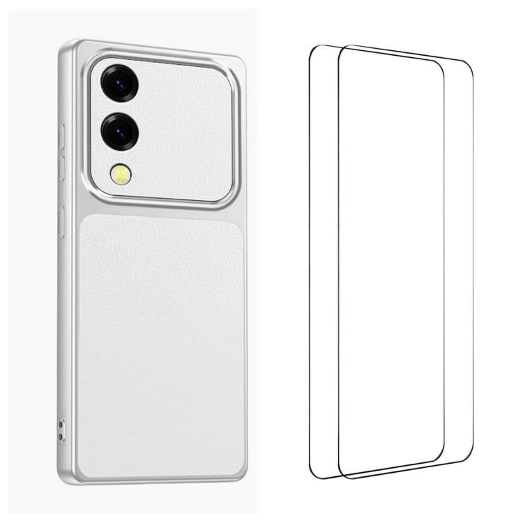 WANLONFENG Custodia per telefono in PC TPU con texture effetto pelle di agnello e 2 pellicole protettive per lo schermo incluse., For Galaxy S26+ 5G, For Galaxy S26 Ultra 5G, For Galaxy S26 5G, For Galaxy S25 FE 5G, For Galaxy S25 Edge 5G              ...