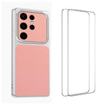 WANLONFENG Custodia per telefono in PC TPU con texture effetto pelle di agnello e 2 pellicole protettive per lo schermo incluse., For Galaxy S25+ 5G, For Galaxy S25 Ultra 5G, For Galaxy S24 FE 5G, For Galaxy S24 Ultra 5G, For Galaxy S24+ 5G            ...